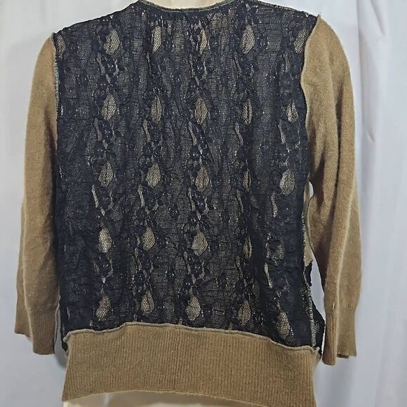 Vintage Material Claudette Size Medium Olive and Black Lace Upcycled Cardigan - Picture 6 of 13